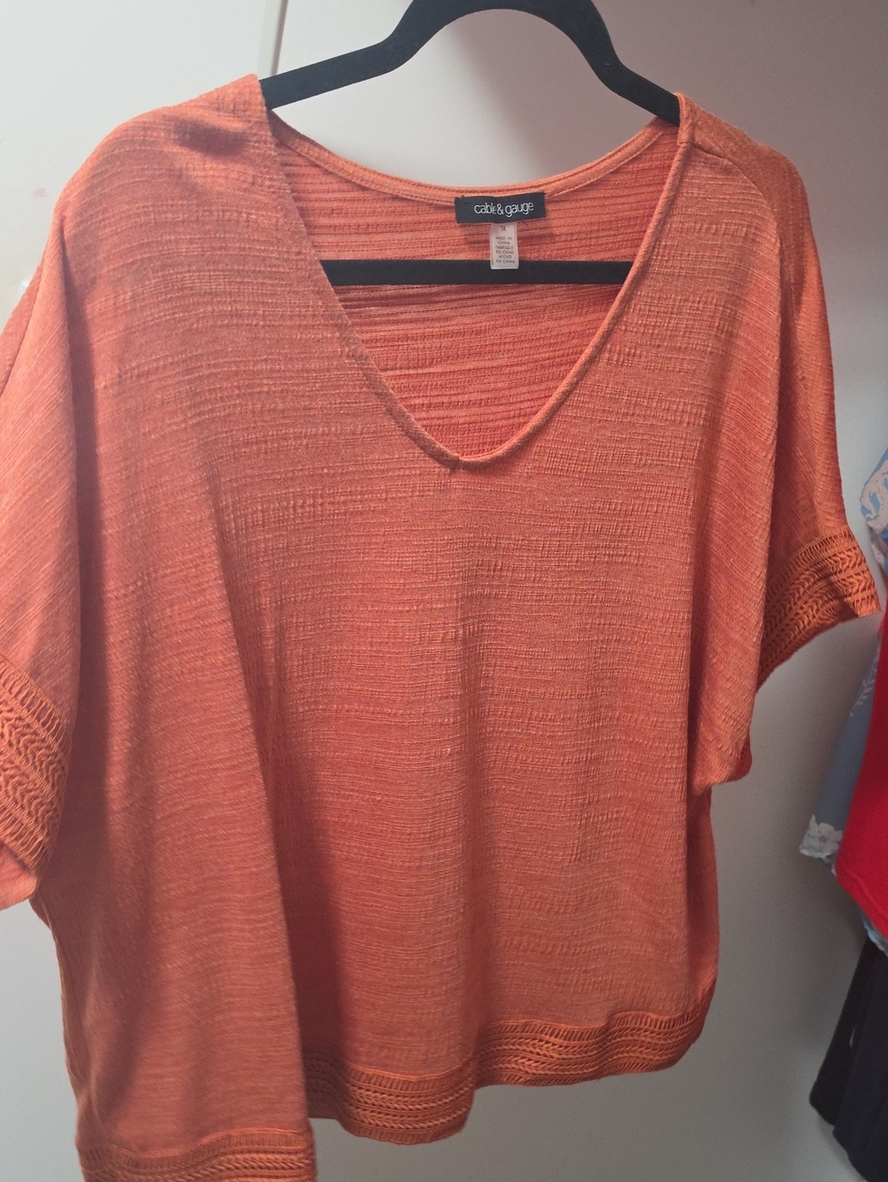 Cable & Gauge Orange V-Neck Lightweight Women's Top